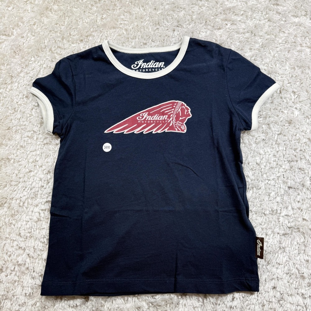 Indian Motorcycle Shirt Youth 3-4 Years Kids Short Sleeve Tee Moto Script Soft